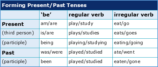 What are the seven rules for forming verbs?