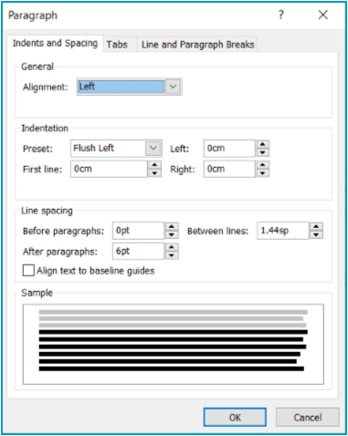 standard line spacing for research paper