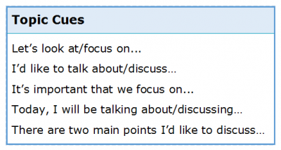Listening for Lecture Cues 2.2 Topic Cues Listening for Lecture Cues 2.2 Topic Cues