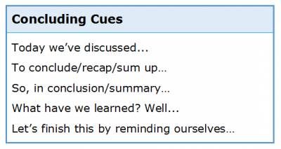 Listening for Lecture Cues 2.4 Concluding Cues Listening for Lecture Cues 2.4 Concluding Cues