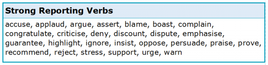 Reporting Verbs 2.6 Strong Reporting Verbs Reporting Verbs 2.6 Strong Reporting Verbs