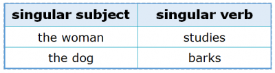 Subject-Verb Agreement 2.6 Singular Subject and Singular Verb